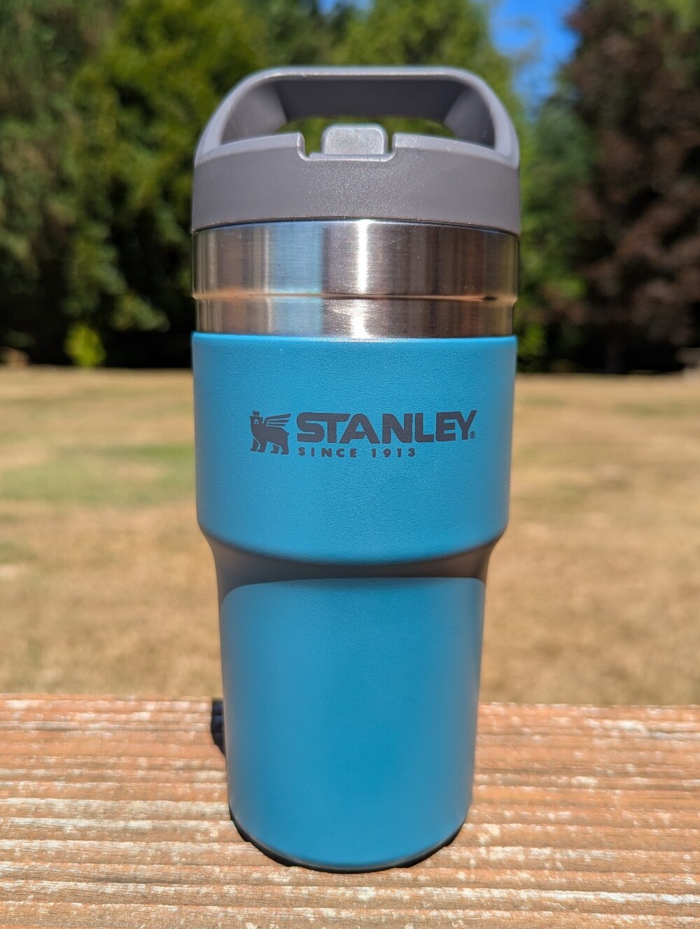 Stanley 20oz Classic Flip Straw Tumbler Blue Gray w/ Lid + Straw Travel Cup